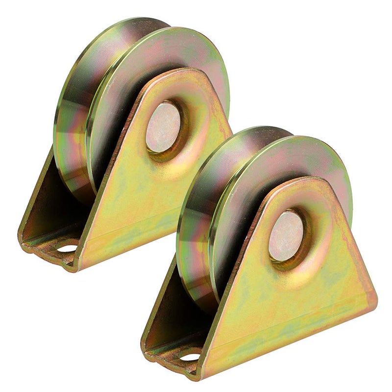 Skelang 2 Pcs 3" Sliding Gate Wheels, V Groove Caster, Heavy Duty Rigid Caster with Bracket for V Track Rail, Rolling Driveway Gate, Industrial Machine, Heavy Door, Total Loading Capacity 1300 Lbs - Image 1